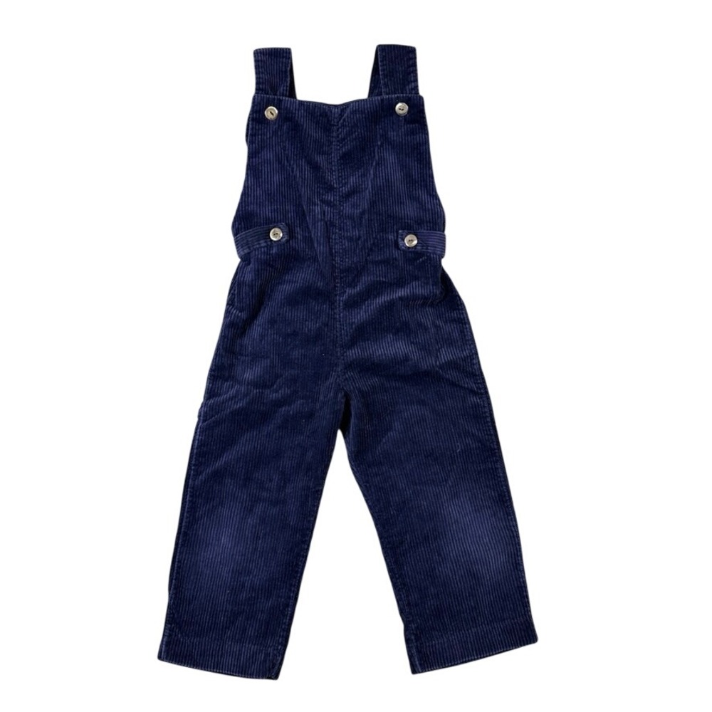 Vintage Navy Blue Corduroy Overalls Straight Leg Button Strap Jumpsuit
